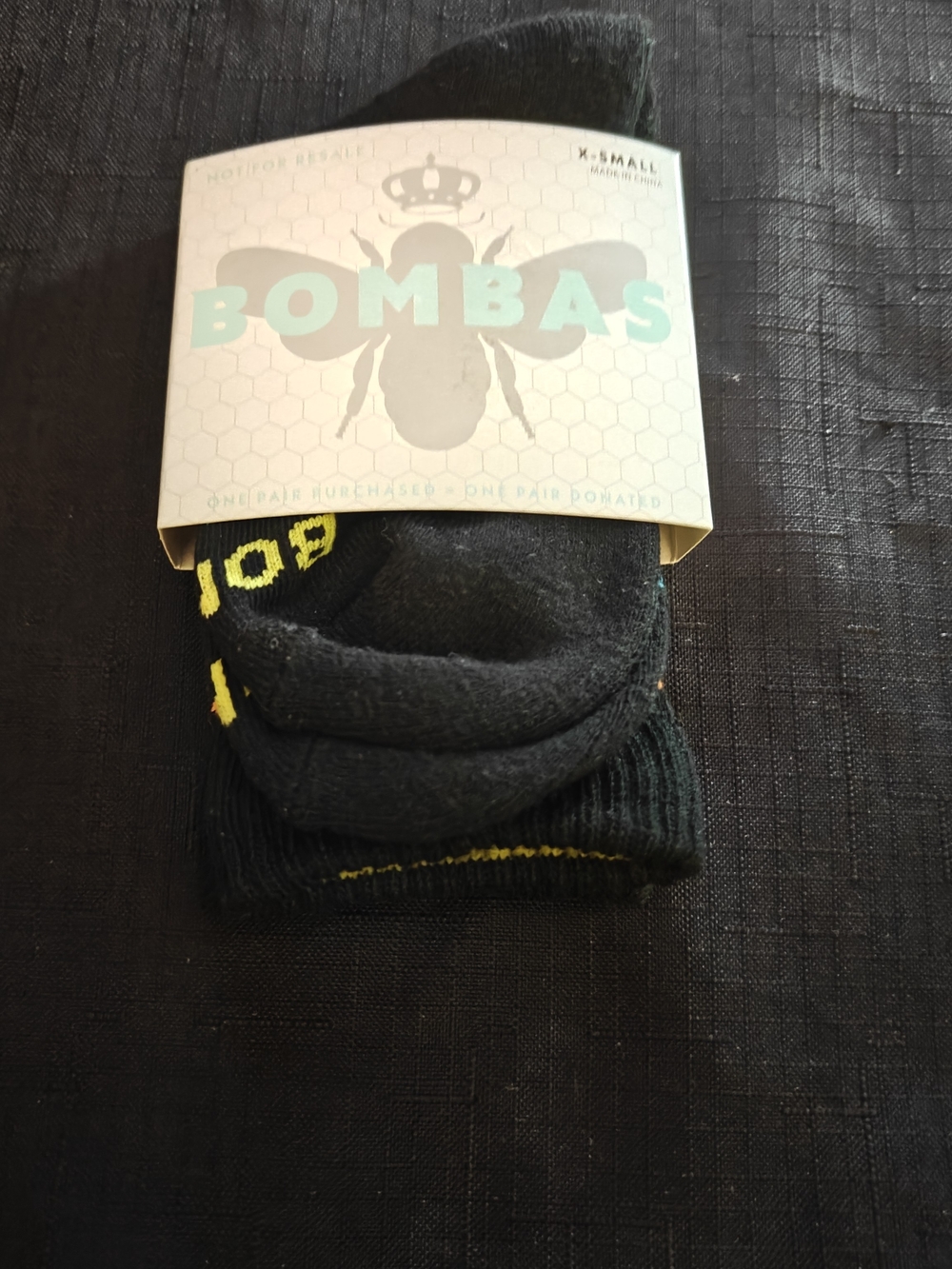 Bombas Black Ankle Socks with Yellow Logo Accent